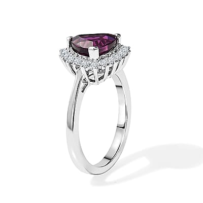 AAA Radiant Ember Garnet and Luxuriant Lab Grown Diamond G-H SI 2.75 ctw Royal Starburst Ring in 10K White Gold (Size  7.0)