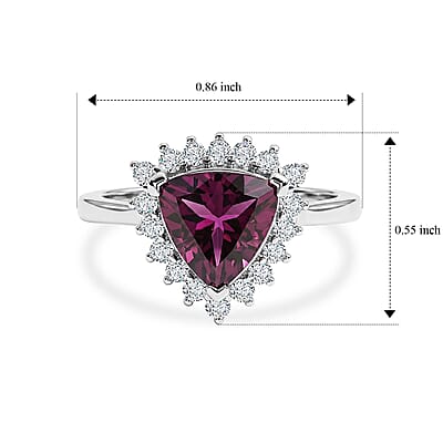 AAA Radiant Ember Garnet and Luxuriant Lab Grown Diamond G-H SI 2.75 ctw Royal Starburst Ring in 10K White Gold (Size  7.0)