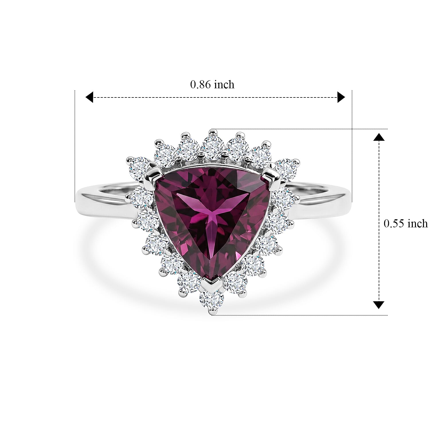 AAA Radiant Ember Garnet and Luxuriant Lab Grown Diamond G-H SI 2.75 ctw Ring in 10K White Gold (Size 9.0)
