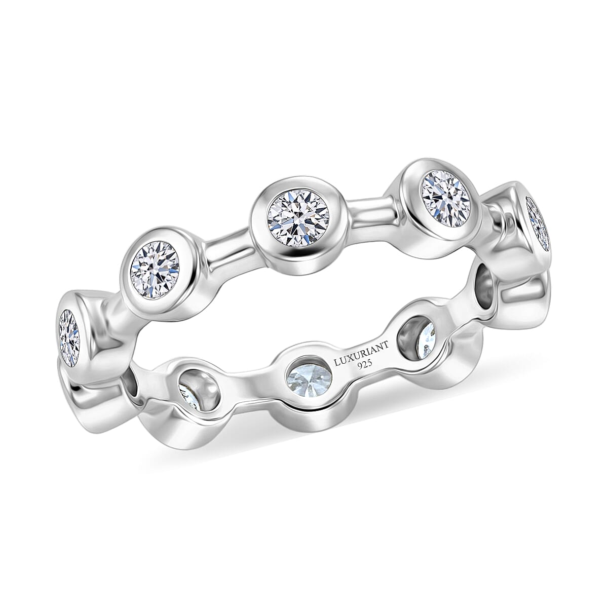 Luxuriant Lab Grown Diamond G-H SI 1.15 ctw Ring in Rhodium Over Sterling Silver (Size 9.0) image number 3
