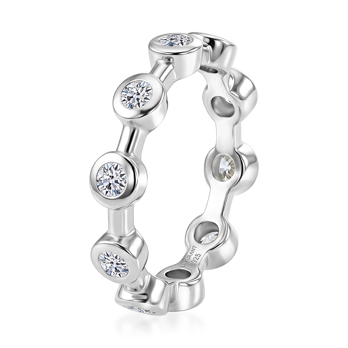 Luxuriant Lab Grown Diamond G-H SI 1.15 ctw Ring in Rhodium Over Sterling Silver (Size 9.0) image number 4