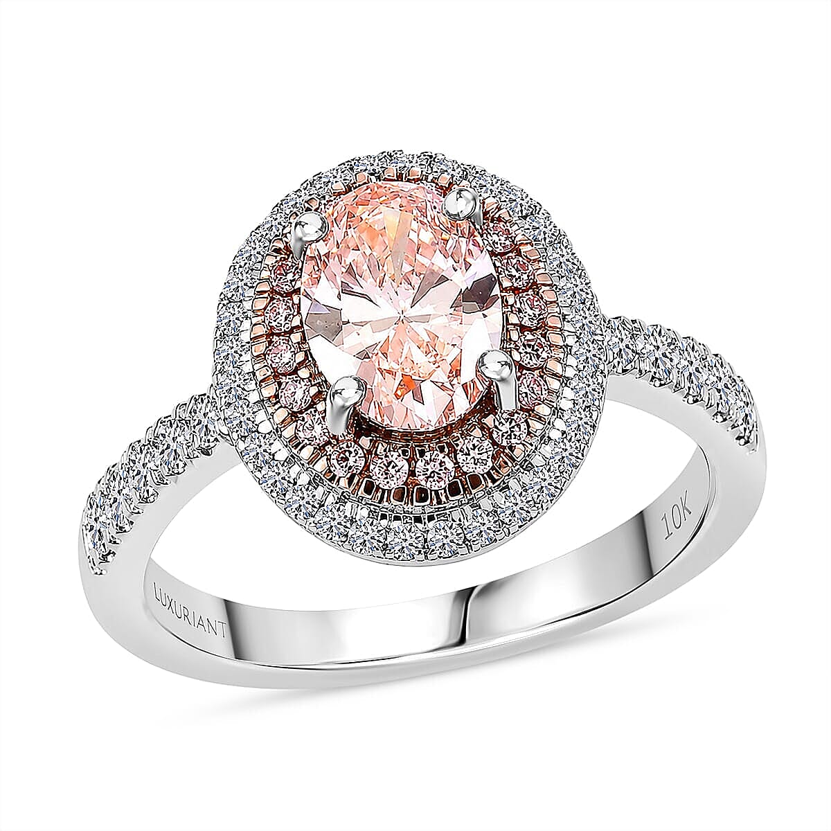 Luxuriant Lab Grown Pink Diamond IR and Lab Grown Diamond VS 1.50 ctw Ring in 10K White Gold (Size 10.0)