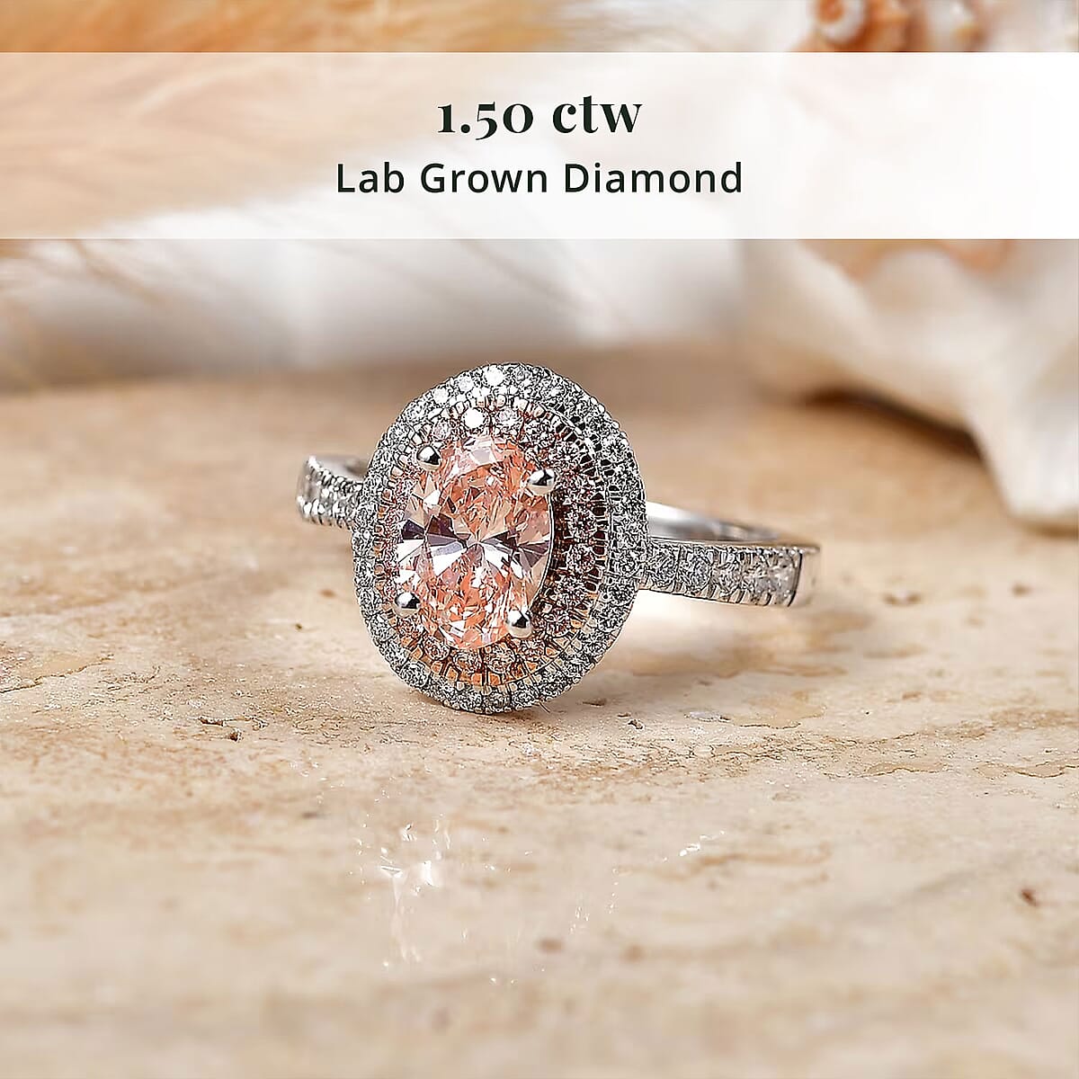 10K White Gold Luxuriant Lab Grown Pink Diamond (IR), Lab Grown Diamond (VS) Ring (Size 10.0) (Ships in 10-12 Days) 1.50 ctw image number 2