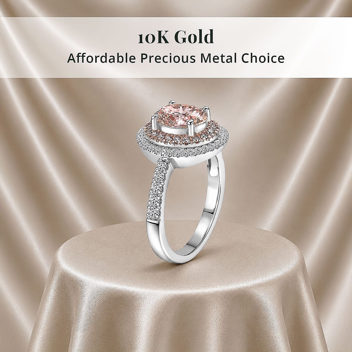 Luxuriant Lab Grown Pink Diamond IR and Lab Grown Diamond VS 1.50 ctw Ring in 10K White Gold (Size 10.0)