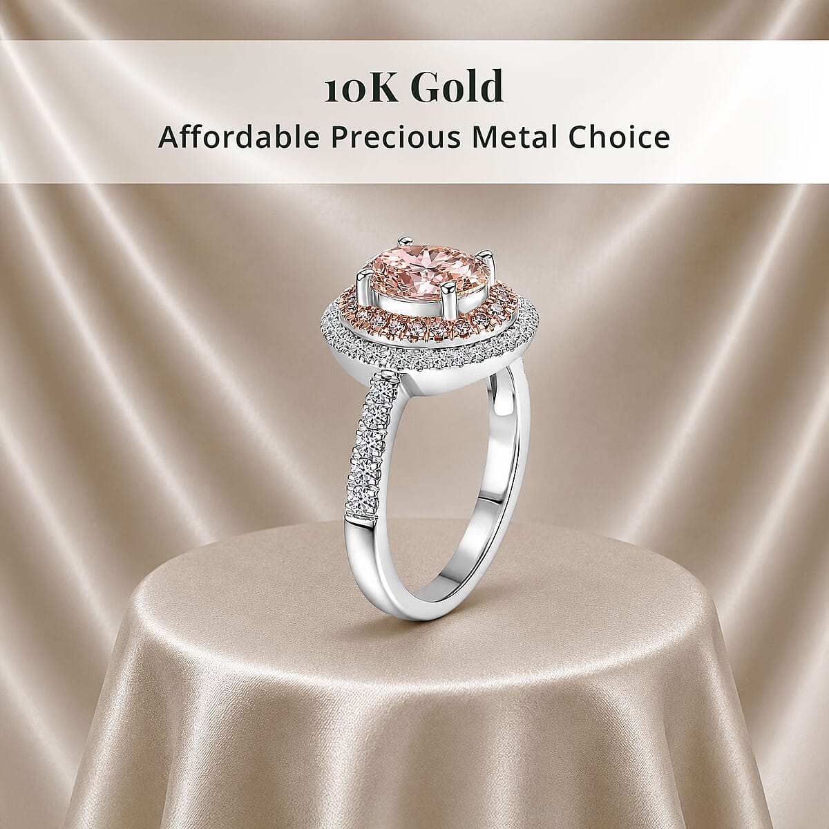 10K White Gold Luxuriant Lab Grown Pink Diamond (IR), Lab Grown Diamond (VS) Ring (Size 10.0) (Ships in 10-12 Days) 1.50 ctw image number 4