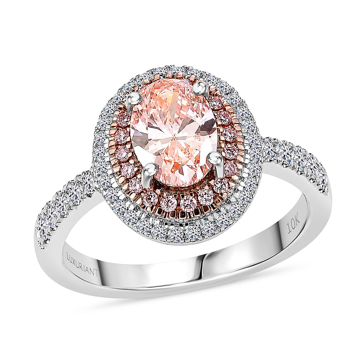 Luxuriant Lab Grown Pink Diamond IR and Lab Grown Diamond VS 1.50 ctw Ring in 10K White Gold (Size 6.0)