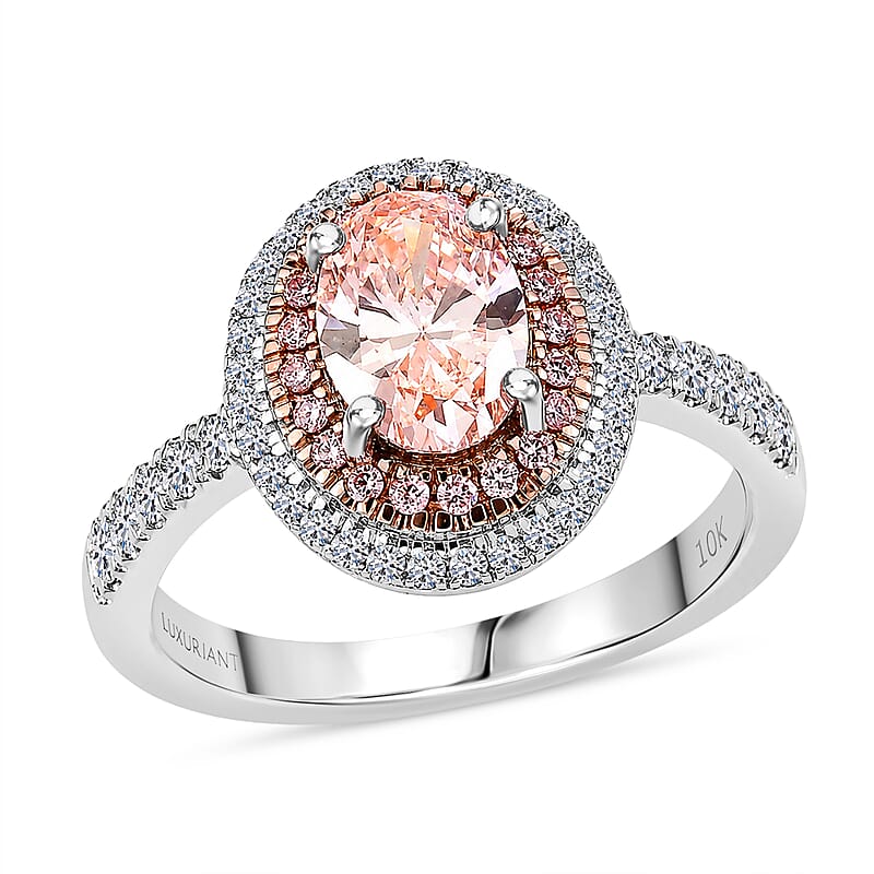 Luxuriant Lab Grown Pink Diamond IR and Lab Grown Diamond VS 1.50 ctw Ring in 10K White Gold (Size 6.0)