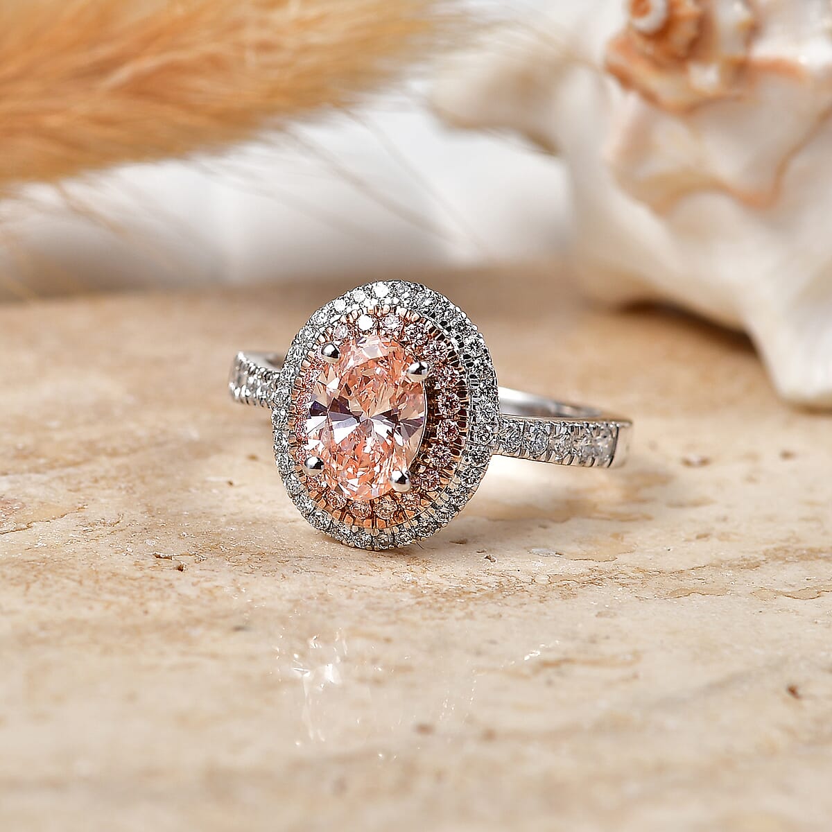Luxuriant Lab Grown Pink Diamond IR and Lab Grown Diamond VS 1.50 ctw Ring in 10K White Gold (Size 7.0) image number 1