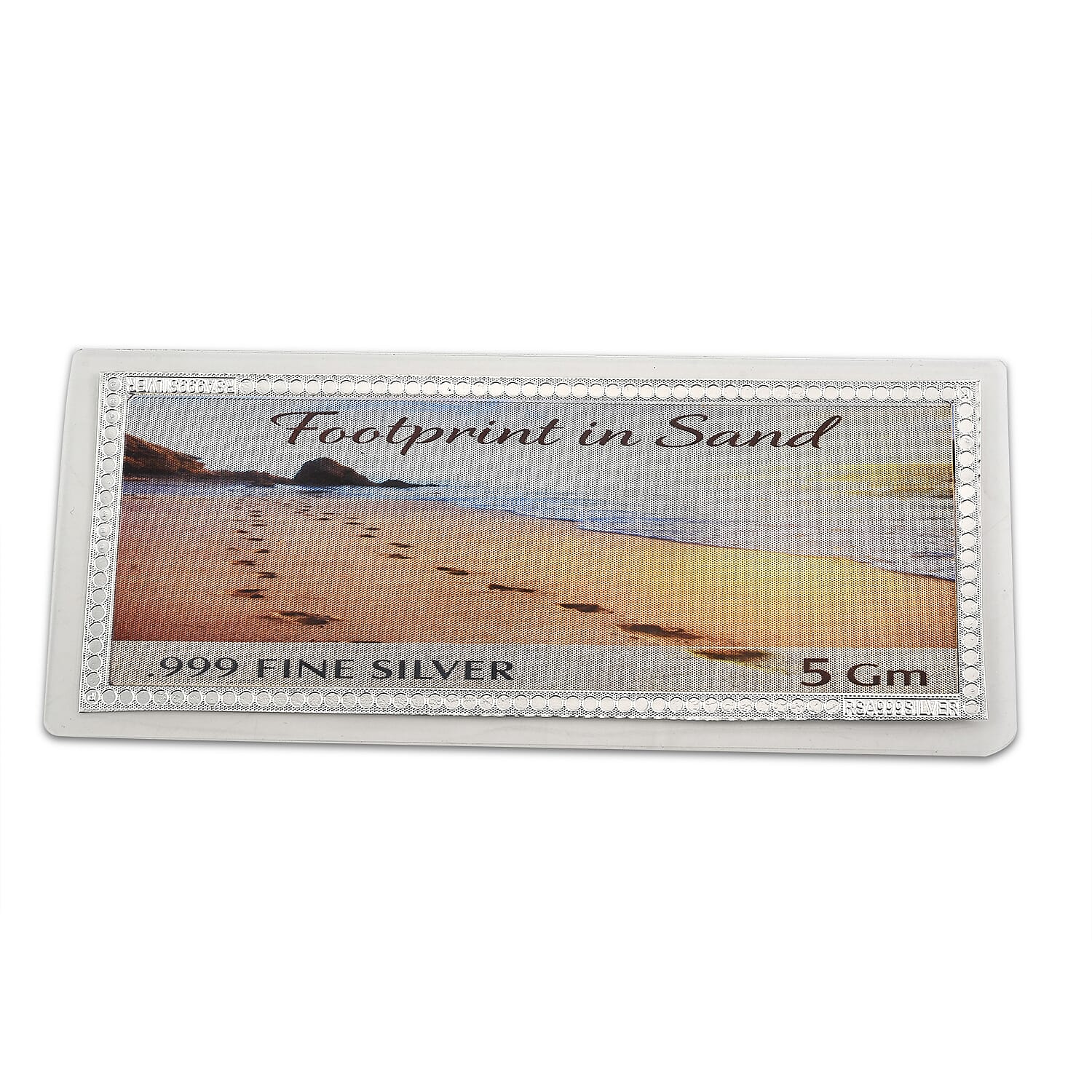 999 Fine Silver Footprint in Sand Embossed Bar 5 Grams