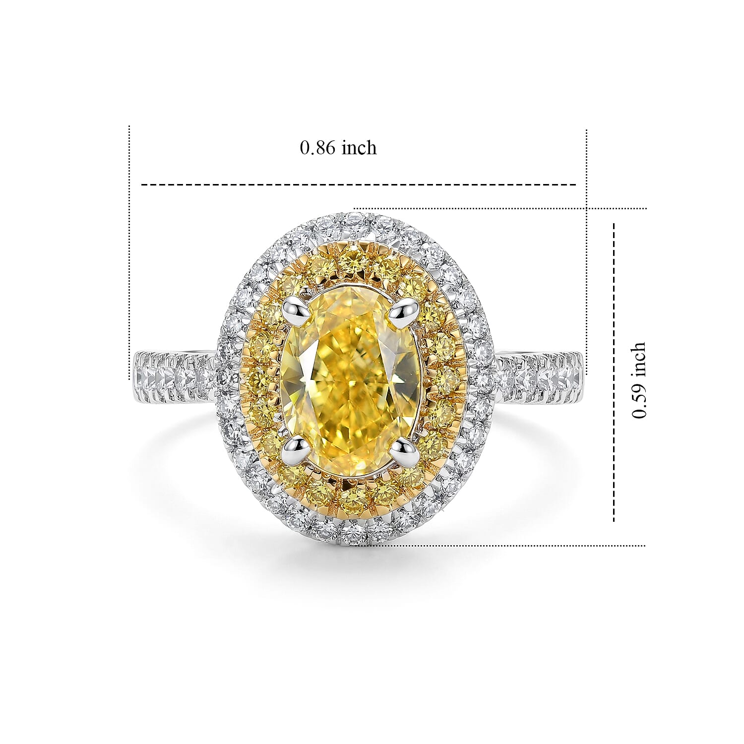 Luxuriant Lab Grown Yellow Diamond (IR) and Lab Grown Diamond (VS) 1.50 ctw Halo Ring in 10K White Gold (Size 6.0)