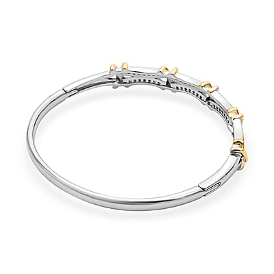 Simulated Diamond Bangle Bracelet in Dualtone (7.00 In)