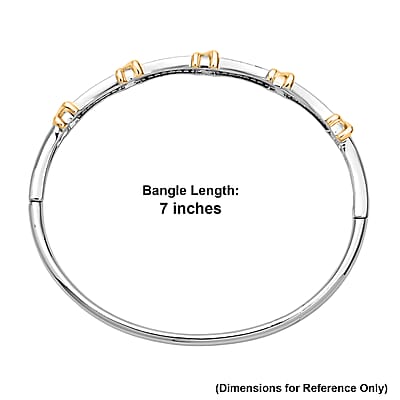 Simulated Diamond Bangle Bracelet in Dualtone (7.00 In)