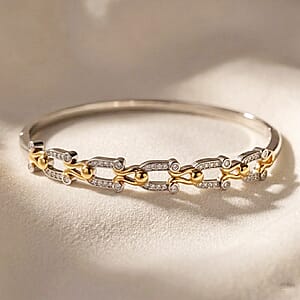 Simulated Diamond Bangle Bracelet in Dualtone (7.00 In) 1.50 ctw