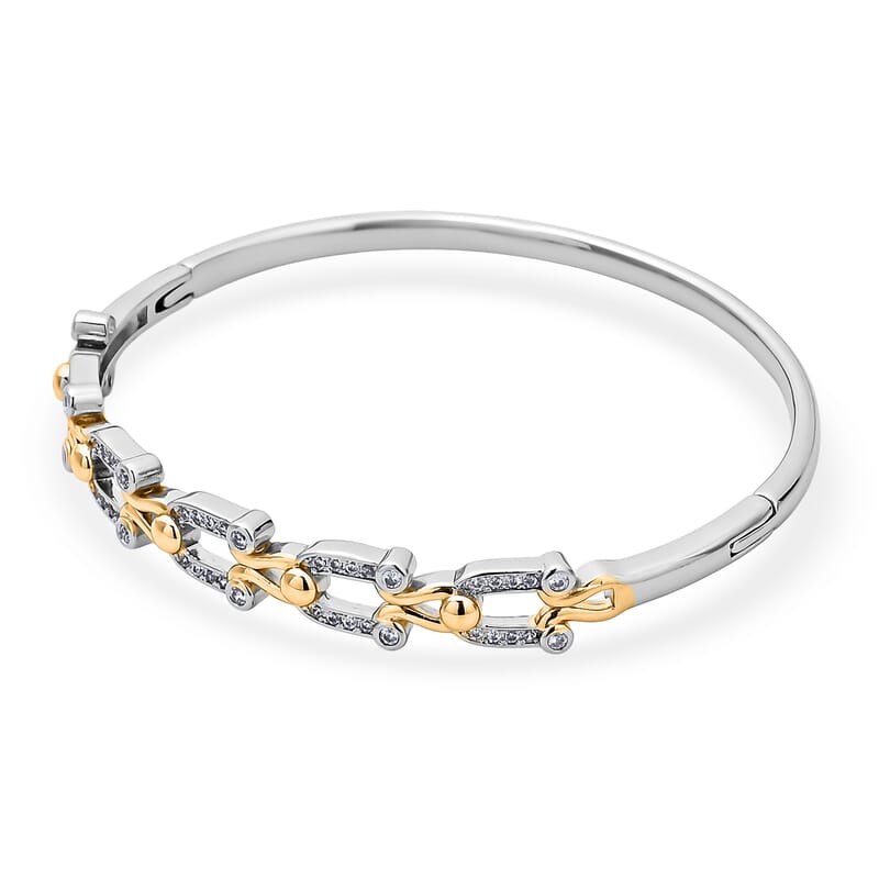 Simulated Diamond Bangle Bracelet in Dualtone (7.00 In) 1.50 ctw