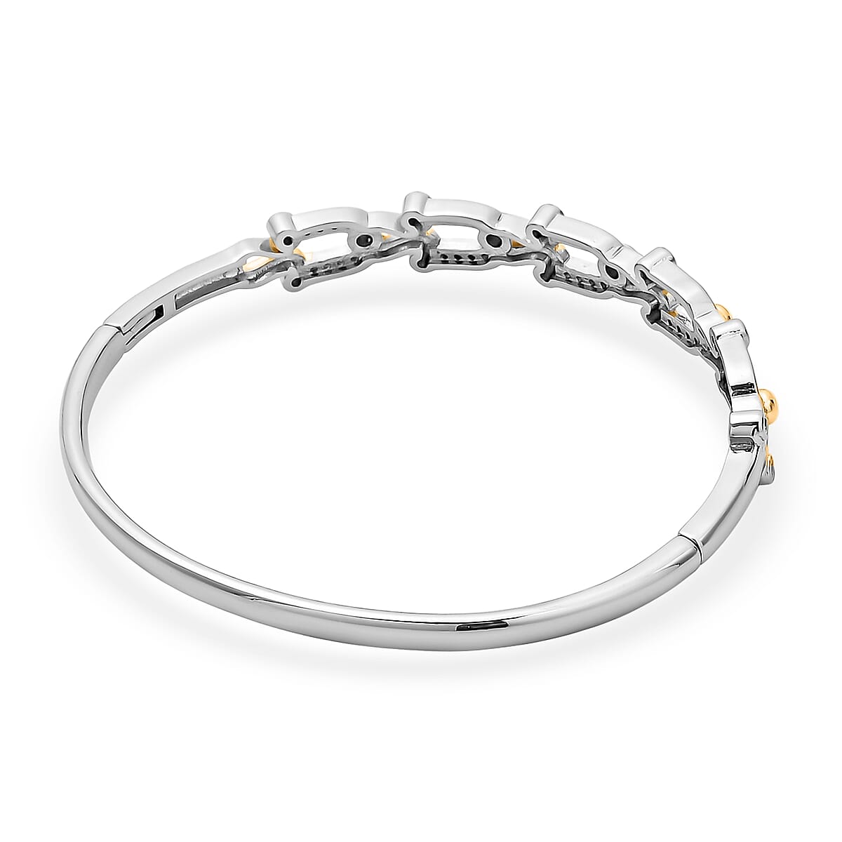 Simulated Diamond Bangle Bracelet in Dualtone (7.00 In) 1.50 ctw image number 4