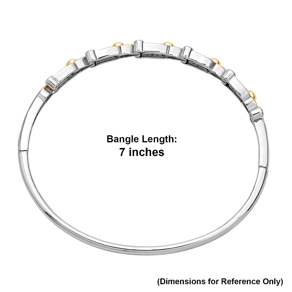 Simulated Diamond Bangle Bracelet in Dualtone (7.00 In) 1.50 ctw image number 5