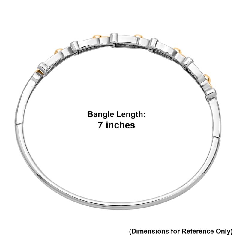 Simulated Diamond Bangle Bracelet in Dualtone (7.00 In) 1.50 ctw