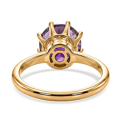 D'Joy Premium Moroccan Amethyst 3.60 ctw Royal Crown Ring in 18K Vermeil Yellow Gold Over Sterling Silver (Size 5.0)