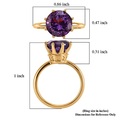 D'Joy Premium Moroccan Amethyst 3.60 ctw Royal Crown Ring in 18K Vermeil Yellow Gold Over Sterling Silver (Size 5.0)