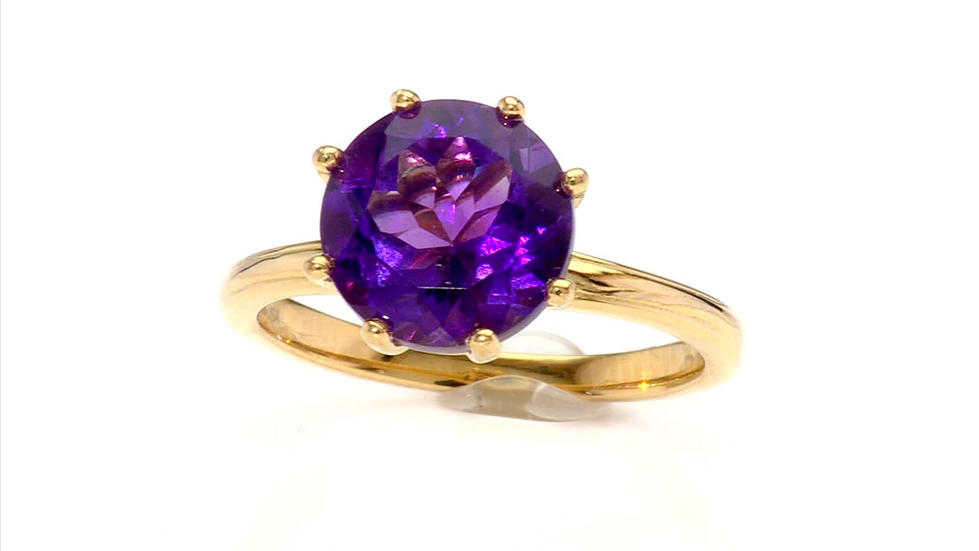 D'Joy Premium Moroccan Amethyst 3.60 ctw Royal Crown Ring in 18K Vermeil Yellow Gold Over Sterling Silver (Size 8.0)