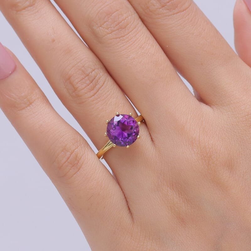 D'Joy Premium Moroccan Amethyst 3.60 ctw Royal Crown Ring in 18K Vermeil Yellow Gold Over Sterling Silver (Size 6.0)