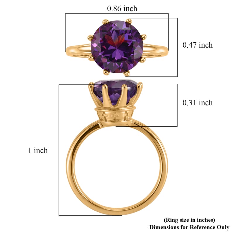 D'Joy Premium Moroccan Amethyst 3.60 ctw Royal Crown Ring in 18K Vermeil Yellow Gold Over Sterling Silver (Size 6.0)