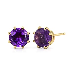 D'Joy Premium Moroccan Amethyst 1.30 ctw Royal Crown Earrings in 18K Vermeil Yellow Gold Over Sterling Silver