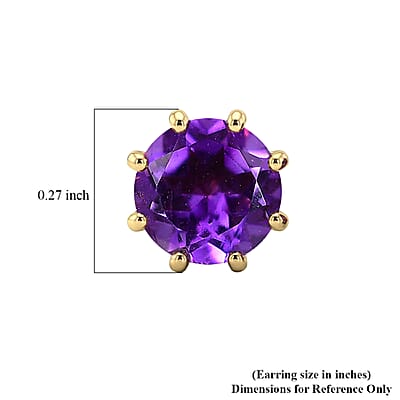 D'Joy Premium Moroccan Amethyst 1.30 ctw Royal Crown Earrings in 18K Vermeil Yellow Gold Over Sterling Silver