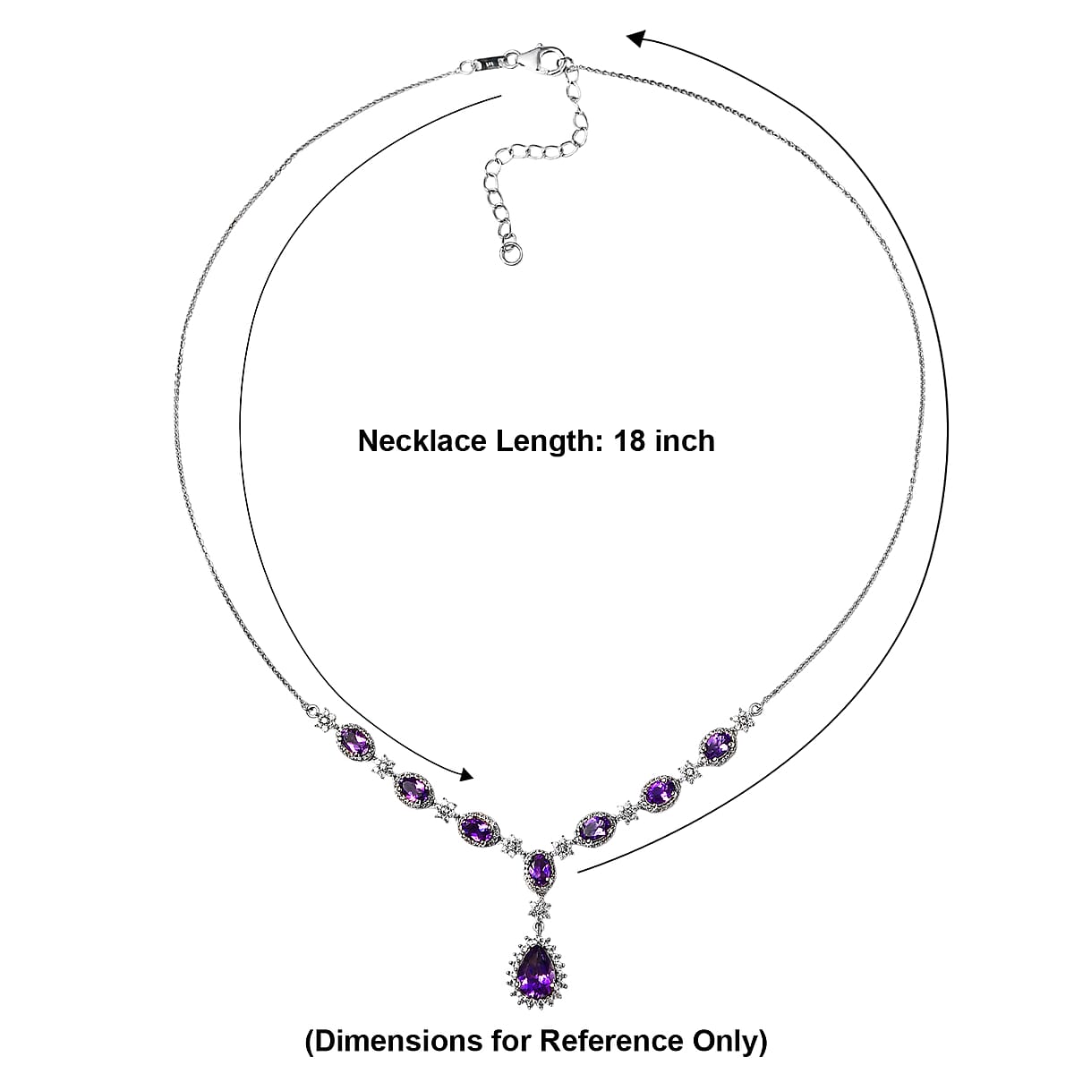 D'Joy AAA Moroccan Amethyst and White Zircon 6.50 ctw Regal Halo Neckalce in Rhodium Over Sterling Silver (18 Inches) image number 4