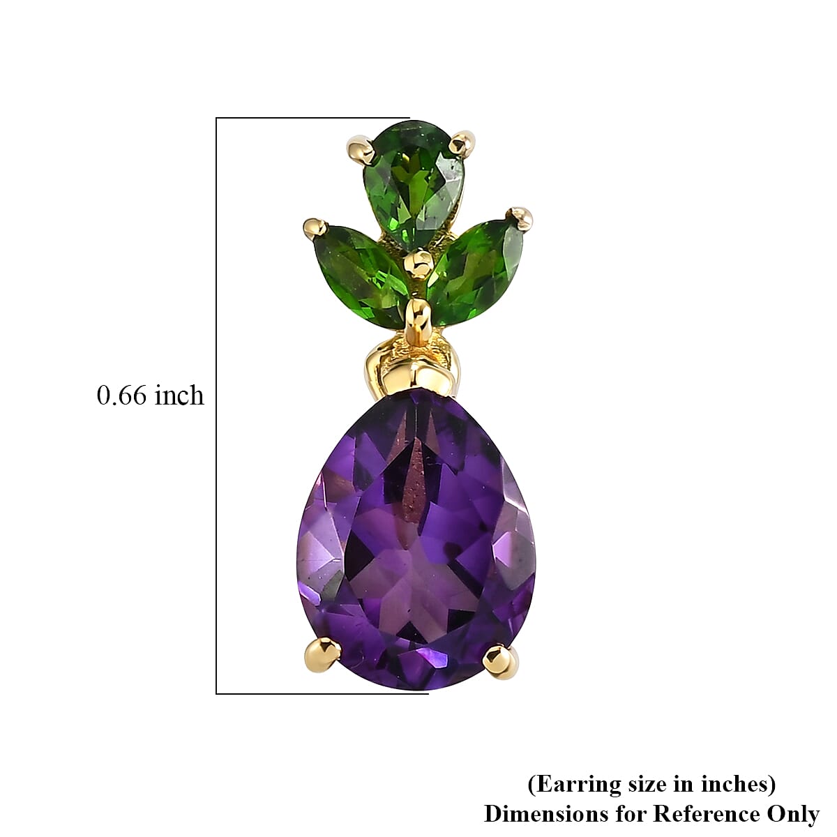D'Joy Premium Moroccan Amethyst and Chrome Diopside 4.00 ctw Drop Earrings in 18K Vermeil Yellow Gold Over Sterling Silver image number 5