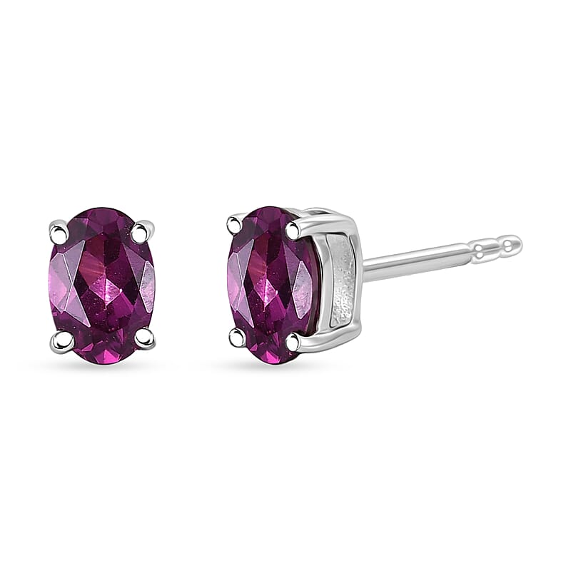 D'Joy AAA Radiant Ember Garnet 1.20 ctw Stud Earrings in Rhodium Over Sterling Silver