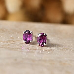 D'Joy AAA Radiant Ember Garnet 1.20 ctw Stud Earrings in Rhodium Over Sterling Silver