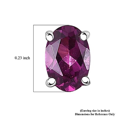 D'Joy AAA Radiant Ember Garnet 1.20 ctw Stud Earrings in Rhodium Over Sterling Silver