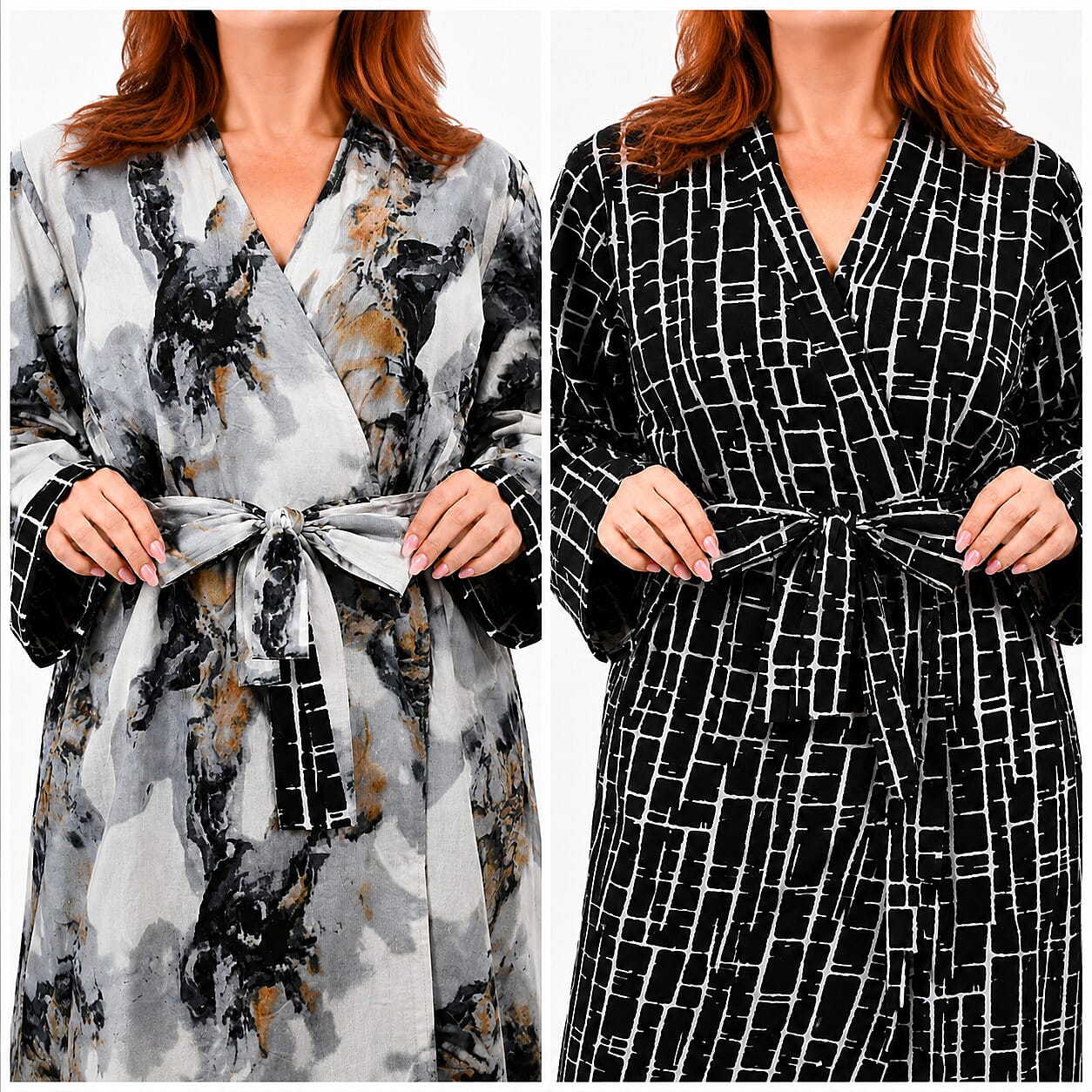 La Marey Black and White Reversible Quilted Cotton Cambric Outerwear with Belt - One Size Fits Most