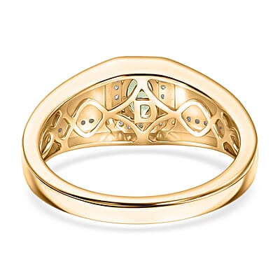 D'Joy Premium Tsavorite Garnet and Moissanite 0.85 ctw Men's Ring in 18K Vermeil Yellow Gold Over Sterling Silver (Size 9.0)