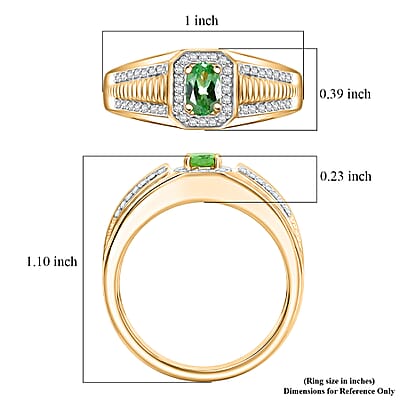 D'Joy Premium Tsavorite Garnet and Moissanite 0.85 ctw Men's Ring in 18K Vermeil Yellow Gold Over Sterling Silver (Size 9.0)