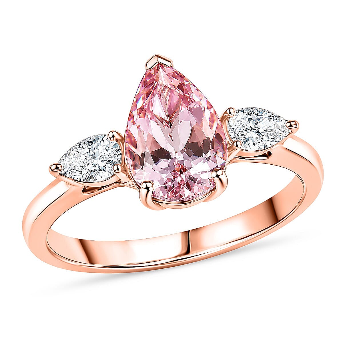 Certified & Appraised 10K Rose Gold AAA Pink Morganite, Luxuriant Lab Grown Diamond (G-H, SI) (0.20 cts) Ring (Size 10.0) 1.30 ctw