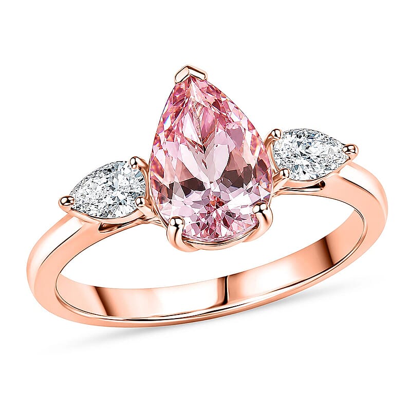 Certified & Appraised AAA Pink Morganite and Luxuriant Lab Grown Diamond G-H SI 1.30 ctw Ring in 10K Rose Gold (Size  6.0)