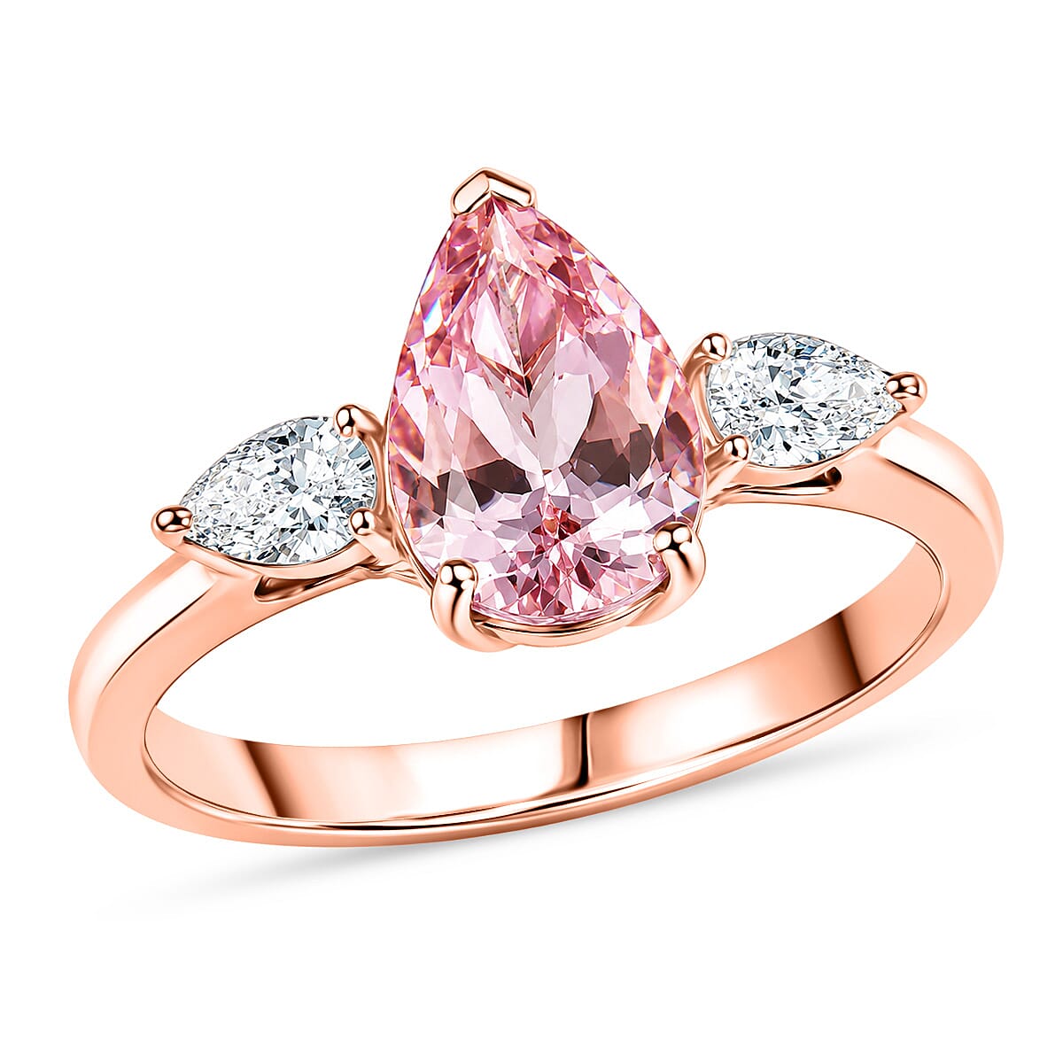 Certified & Appraised AAA Pink Morganite and Luxuriant Lab Grown Diamond G-H SI 1.30 ctw Ring in 10K Rose Gold (Size  7.0)