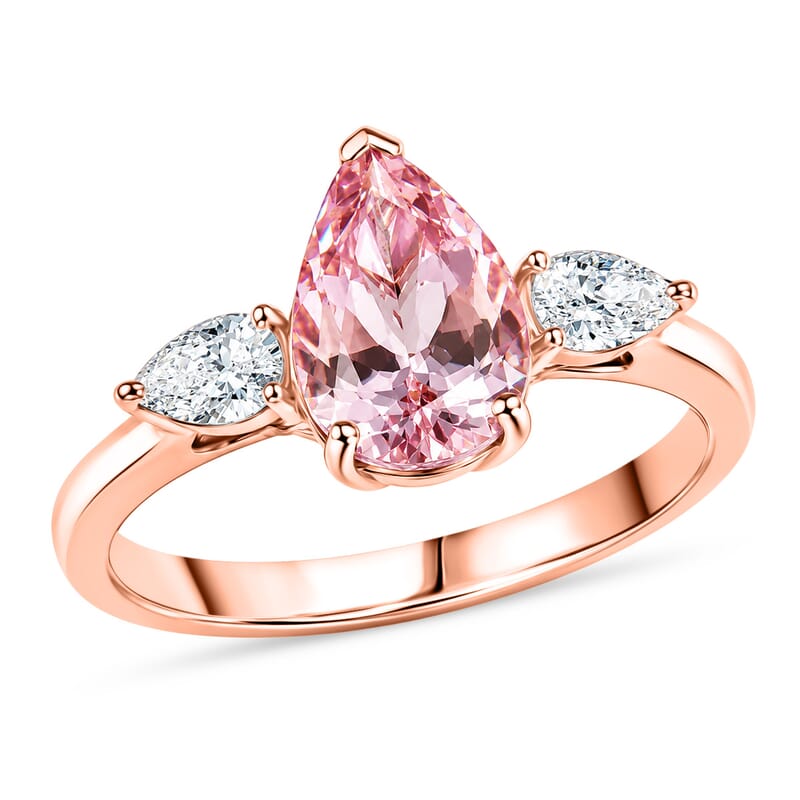 Certified & Appraised AAA Pink Morganite and Luxuriant Lab Grown Diamond G-H SI 1.30 ctw Ring in 10K Rose Gold (Size  7.0)