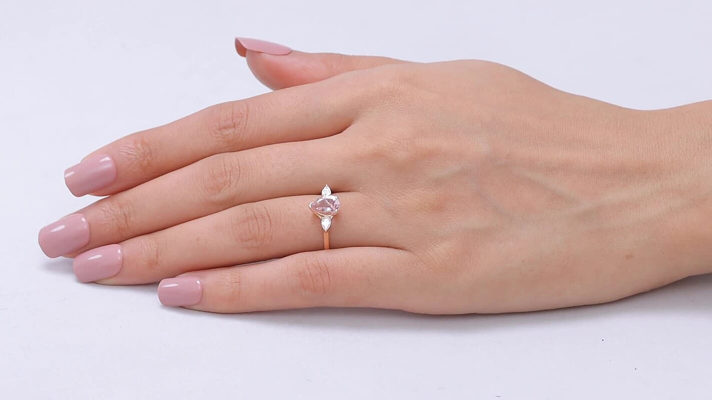 Certified & Appraised 10K Rose Gold AAA Pink Morganite, Luxuriant Lab Grown Diamond (G-H, SI) (0.20 cts) Ring (Size 10.0) 1.30 ctw