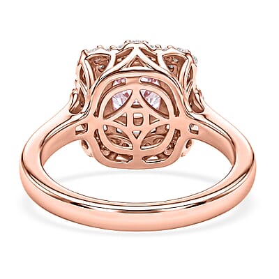 Certified & Appraised D'Joy Premium Pink Morganite and Moissanite 1.50 ctw Ring in 18K Vermeil Rose Gold Over Sterling Silver (Size 6.0)