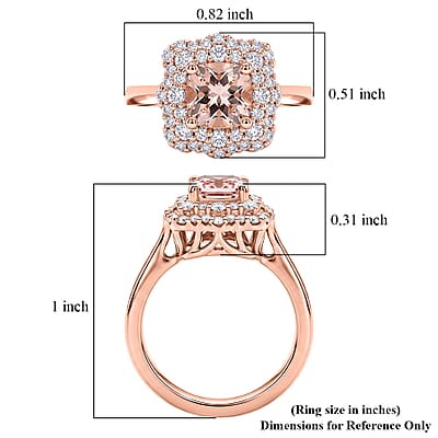 Certified & Appraised D'Joy Premium Pink Morganite and Moissanite 1.50 ctw Ring in 18K Vermeil Rose Gold Over Sterling Silver (Size 6.0)