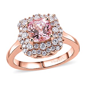 Certified & Appraised D'Joy Premium Pink Morganite and Moissanite 1.50 ctw Ring in 18K Vermeil Rose Gold Over Sterling Silver (Size 7.0)