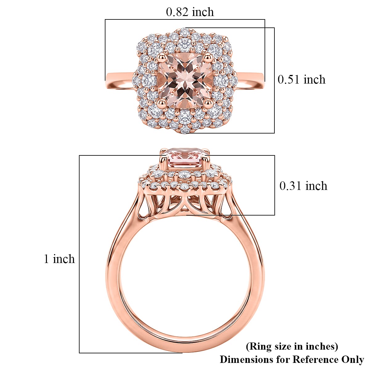 Certified & Appraised D'Joy Premium Pink Morganite and Moissanite 1.50 ctw Ring in 18K Vermeil Rose Gold Over Sterling Silver (Size 7.0) image number 5
