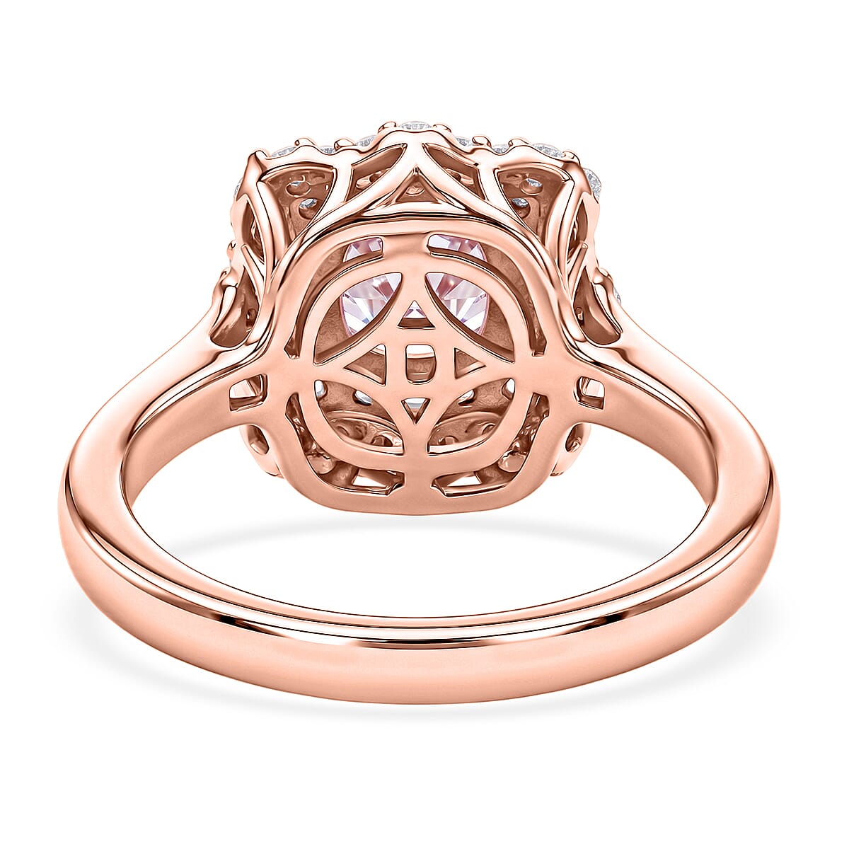 Certified & Appraised D'Joy Premium Pink Morganite and Moissanite 1.50 ctw Ring in 18K Vermeil Rose Gold Over Sterling Silver (Size 9.0) image number 4