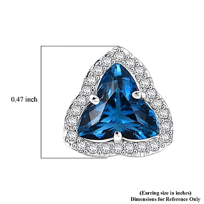 Certified and Appraised D'Joy Premium D'Joy London Blue Topaz and Moissanite 4.50 ctw Earrings in Rhodium Over Sterling Silver