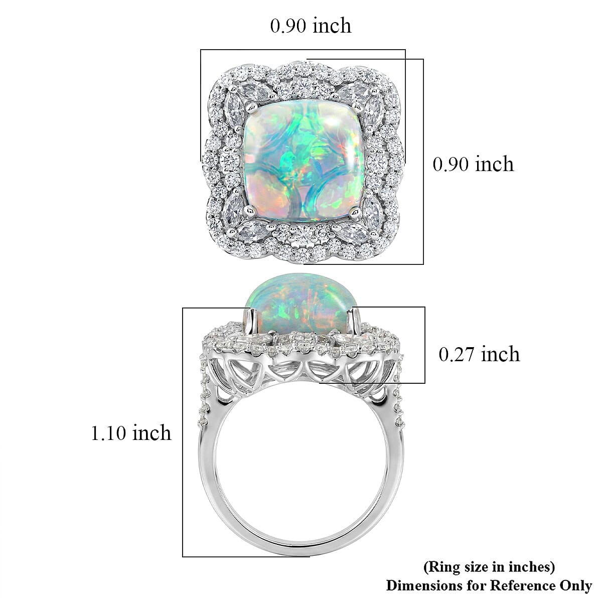 D'Joy Premium Ethiopian Welo Opal and Moissanite 6.80 ctw Ring in Rhodium Over Sterling Silver (Size 10.0) image number 5
