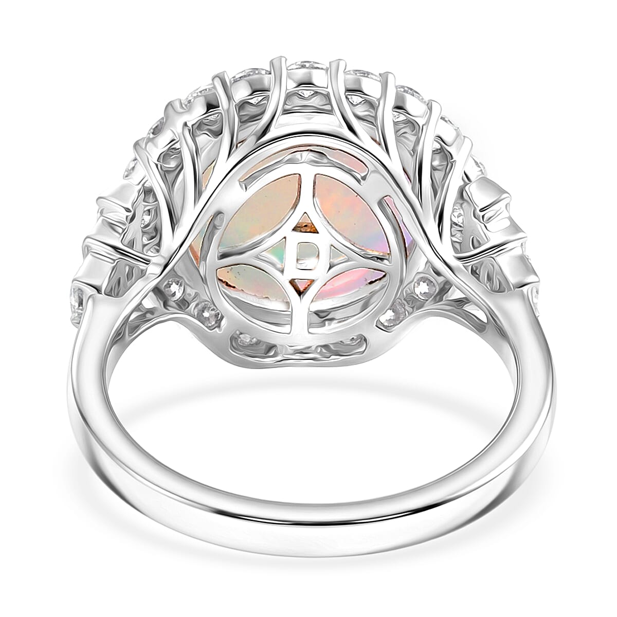 D'Joy Premium Ethiopian Welo Opal, Moissanite Ring in Rhodium Over Sterling Silver (Size 6.0) 5.30 ctw image number 4