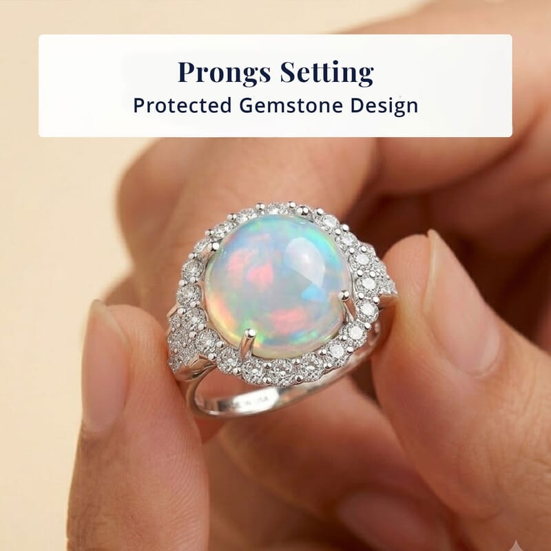 D'Joy Premium Ethiopian Welo Opal and Moissanite 5.30 ctw Ring in Rhodium Over Sterling Silver (Size 6.0)